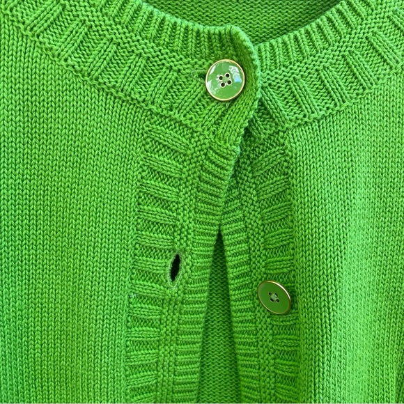 TALBOTS Women’s Green 3/4 Sleeves Button-Up Sweater Cardigan Medium Petite - Picture 5 of 13